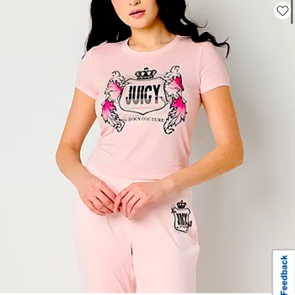 Juicy By Juicy Couture Juniors Womens Short Sleeve Graphic T-Shirt